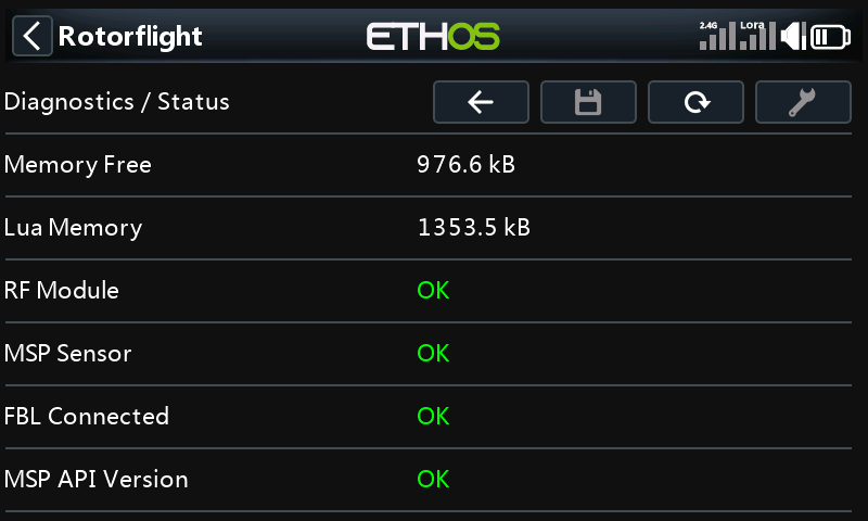 Diagnostics, Status page