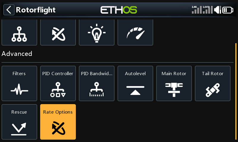 The Flight Tuning menu