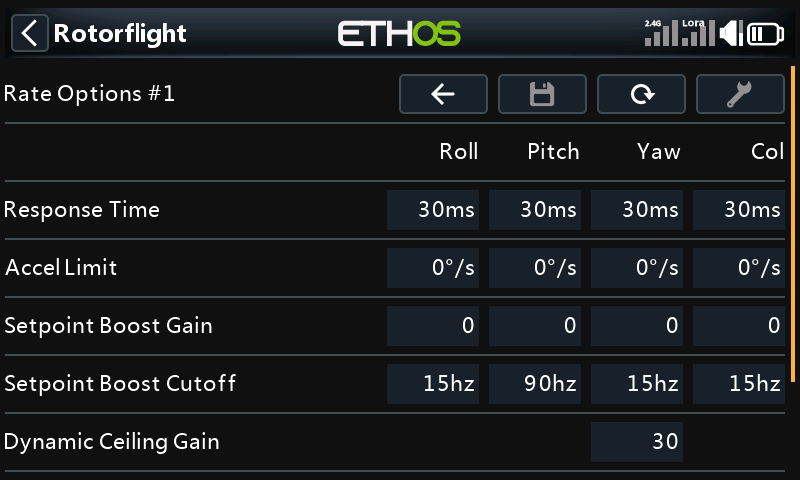 Rate Options, Advanced page
