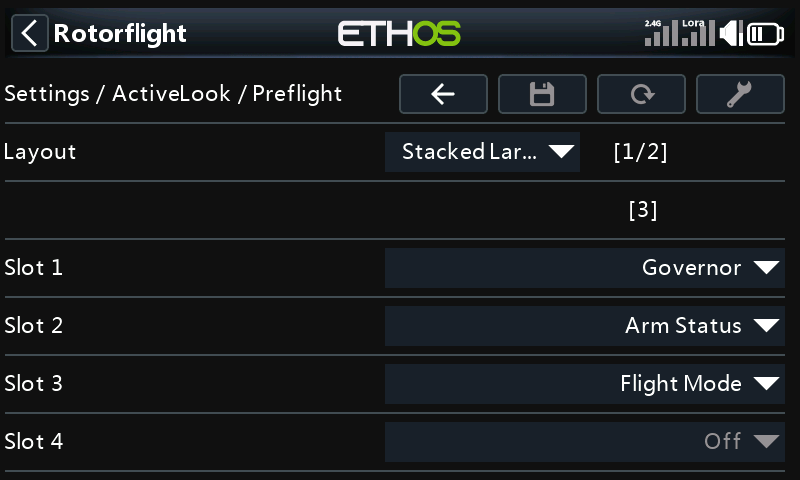 Settings, ActiveLook, Preflight page