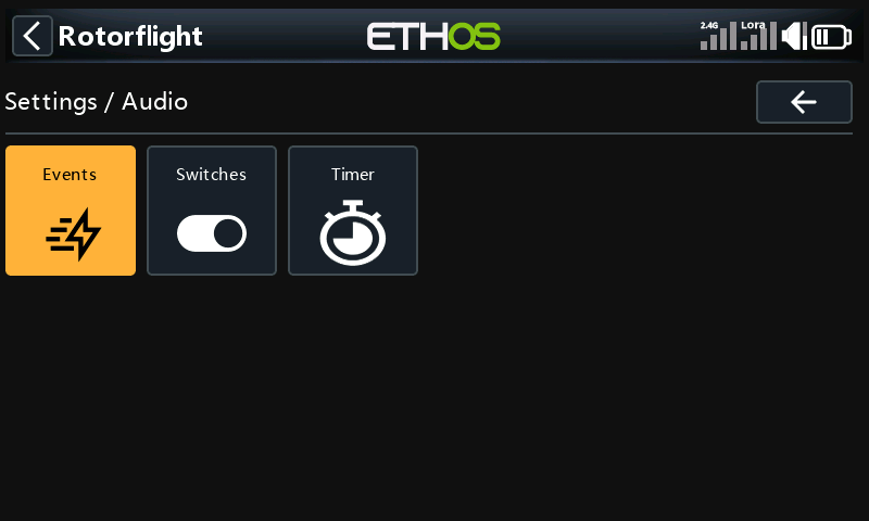 Settings, Audio menu