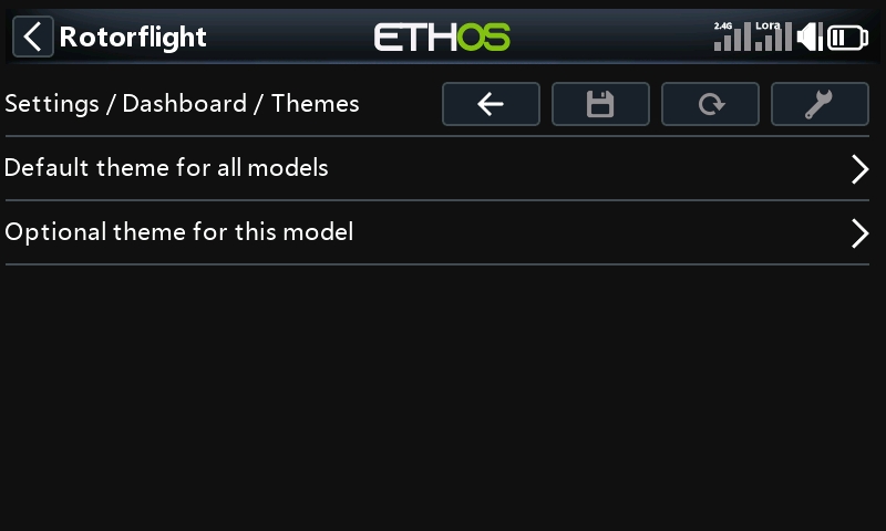 Settings, Dashboard, Themes page